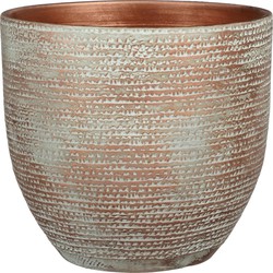 Mica Decorations Plantenpot - terracotta - koper met wit - 29x26 cm - Plantenpotten