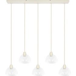 Light&living Hanglamp 5L 104x19x14 cm BISHO glas helder+crème