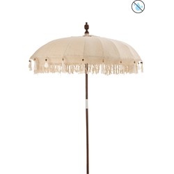 J-line - Parasol Kwastjes/schelpen Beige Hout Donker Bruin Large - 188x188x250cm