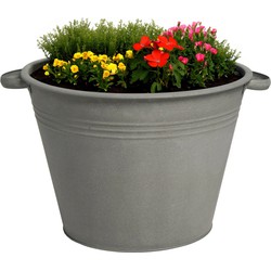 Mega Collections plantenpot/bloempot Farmer - zink - donkergrijs - D35 X H25 cm - IJzeren emmer / teil