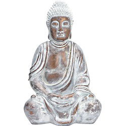 Boeddha zittend van poly goud, wit (B/H/D) 32x52x25cm