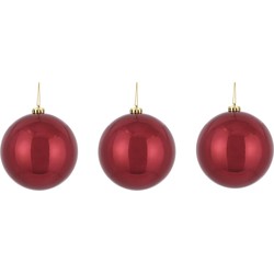 3x Grote kunststof kerstballen donkerrood 15 cm - Kerstbal