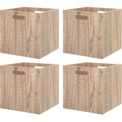 Kast opbergmand/kastmand - 4x - lichtbruin - mdf hout - 29 liter - 31 x 31 x 31 cm - inklapbaar - Opbergkisten