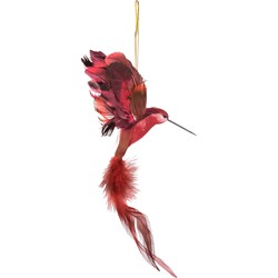 1x stuks kunststof kersthangers kolibrie rood 18 cm kerstornamenten - Kersthangers