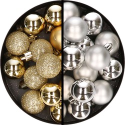 36x stuks kunststof kerstballen goud en zilver 3 en 4 cm - Kerstbal