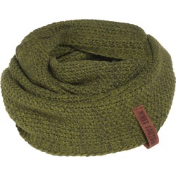 Knit Factory Coco Gebreide Colsjaal Dames & Heren - Nekwarmer - Ronde Sjaal - Mosgroen/Khaki