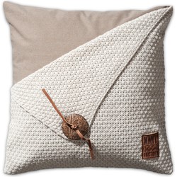 Knit Factory Barley Sierkussen - Beige - 50x50 cm - Inclusief kussenvulling