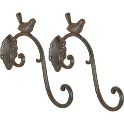 Esschert Design Muurhaak voor plantenpotten - 2x - gietijzer -27x24 cm - Plantenbakhaken
