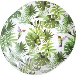 2x Tropische print borden 25 cm onbreekbaar materiaal - Bordjes