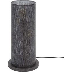 Tafellamp Metaal Zwart - 3-Lichts - 25x25x54cm - Koker Mesh