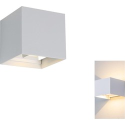 Banzaa Wandlamp Led Cube 2x3w Warm Wit ‒ verstelbare Dubbele lichtbundel Dimbaar 10cm Wit.