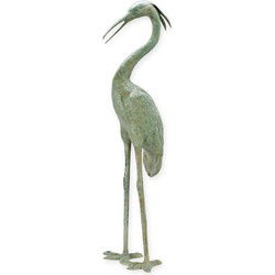 A BRONZE HERON FOUNTAIN