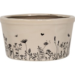 Clayre & Eef Bloempot  Ø 20x11 cm Beige Zwart Keramiek Bloempot Binnen