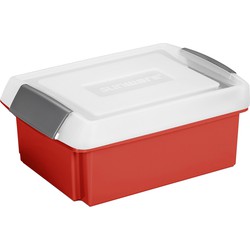 Sunware opslagbox kunststof 17 liter rood 45 x 36 x 14 cm met hoge deksel - Opbergbox