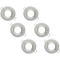 Groenovatie Inbouwspot, Rond, Kantelbaar, Geborsteld Aluminium, 6-Pack