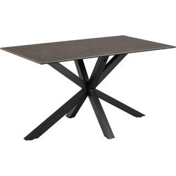 Eettafel Rechthoek - Zwart Keramiek - 135x80x75,5cm - Harrie