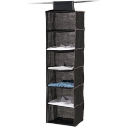 5Five kast organiser - hangend - 6 vakken - 30 x 30 x 120 cm - zwart - Opbergmanden