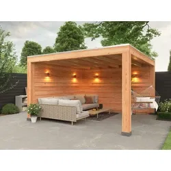 Douglas overkapping, 400 x 400 cm, met achterwand en zijwand, Westwood Robuust