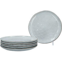 Set 6 stuks Ontbijtbord Flower - Aardewerk 22 cm - Grijs