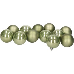 12x stuks kunststof kerstballen lichtgroen 6 cm glans/mat - Kerstbal