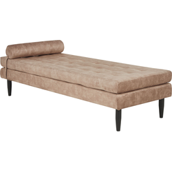 Beliani USSEL - Chaise longue-Beige-Fluweel