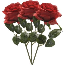 Emerald Kunstbloem roos Simone - rood - 45 cm - decoratie bloemen - Kunstbloemen