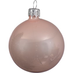 4 Glazen kerstballen glans 10 cm poeder roze - Decoris