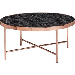 Pippa Design ronde salontafel met koperkleurig frame - zwart