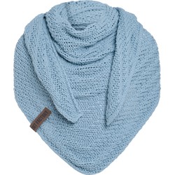 Knit Factory Sally Gebreide Omslagdoek - Driehoek Sjaal Dames - Celeste - 220x85 cm - Grof gebreid