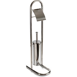 Toiletborstel/wc-borstel met rol-houder chrome metaal 78 cm - Toiletborstels