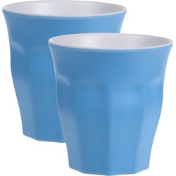 4x stuks onbreekbare kunststof/melamine blauwe drinkbeker 9 x 8.7 cm voor outdoor/camping - Drinkbekers