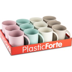 Forte Plastics 12x Gekleurde drinkbekers/mokken - kunststof - 350 ml - onbreekbaar - Drinkbekers