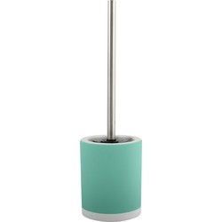 MSV Shine Toilet/wc-borstel houder - keramiek/metaal - azuurblauw - 38 cm - Toiletborstels