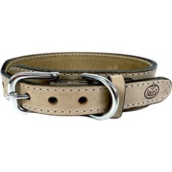 SAZZZ HALSBAND HOND BOHO VINTAGE LEER BEIGE 32-39X3 CM