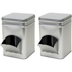 Opbergblik/bewaarblik met dispenser - 2x - 21cm - Koffiecups - Voorraadblikken