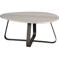 PTMD Muka coffeetable low dark grey base white marble