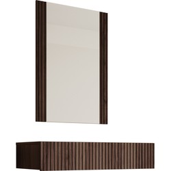 Meubella - Kaptafel Tartagal - Donkerbruin eiken - 80 cm - Met spiegel