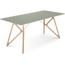Tink table houten eettafel whitewash - met linoleum tafelblad dark olive - 180 x 90 cm
