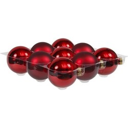18x Glazen kerstballen mat en glans rood 10 cm - Kerstbal