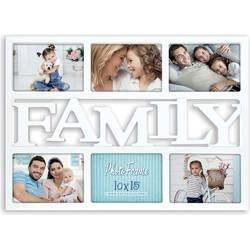 Multi fotolijst Family wit met 6 lijstjes geschikt voor een foto van 10 x 15 cm - Fotolijsten