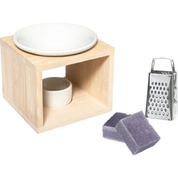 Amberblokjes/geurblokjes cadeauset - lavendel - inclusief geurbrander en mini rasp - Geurbranders