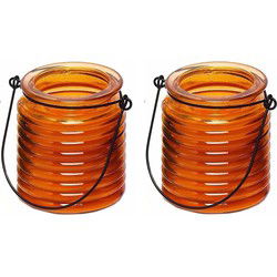 4x Geurkaarsen citroen anti muggen in oranje glas - geurkaarsen