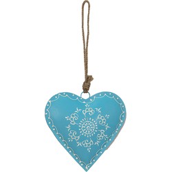 Clayre & Eef Hanger Hart 16x15 cm Blauw Ijzer Woondecoratie