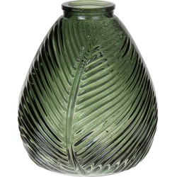 Bellatio Design Bloemenvaas - groen transparant glas - D14 x H16 cm - Vazen