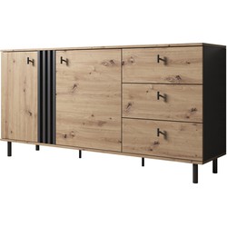 Meubella Dressoir Marcos - Eiken - Antraciet - 165 cm