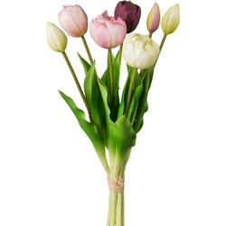 Kopu® Kunstbloemen bos Tulpen Mix 7 stuks 39 cm - Roze
