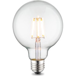 Edison Vintage LED filament lichtbron Globe - Helder - G95 Deco - Retro LED lamp - 9.5/9.5/13.5cm - geschikt voor E27 fitting - 6W 550lm 3000K - warm wit licht