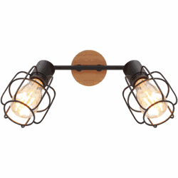 Plafondlamp met twee metalen staven | E27 | Zwart | Plafondspots | Industrieel | Binnen