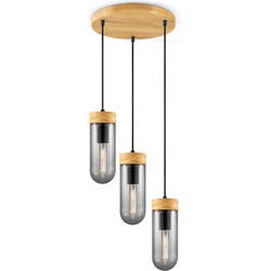 Home sweet home hanglamp Capri 3L rond klein - hout/glas