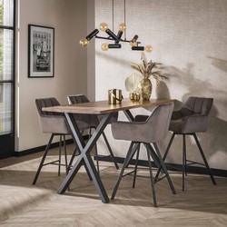 Barstoel Velvet Antraciet - Metaal - Draaibaar - 57x53x96cm - Set van 2